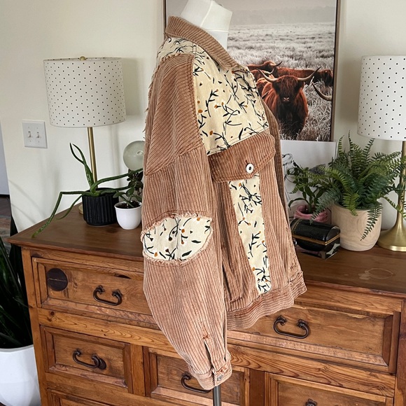 POL Tan Brown Corduroy Floral Patch Jacket S - Picture 9 of 16